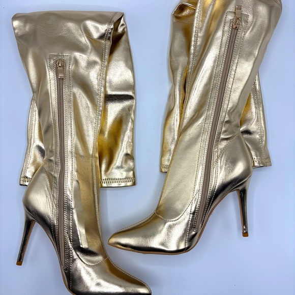 CAMSSOO Women's Thigh High Boots Side Zip Pointed Toe Fashion Stiletto Size 7.5 - Picture 7 of 7